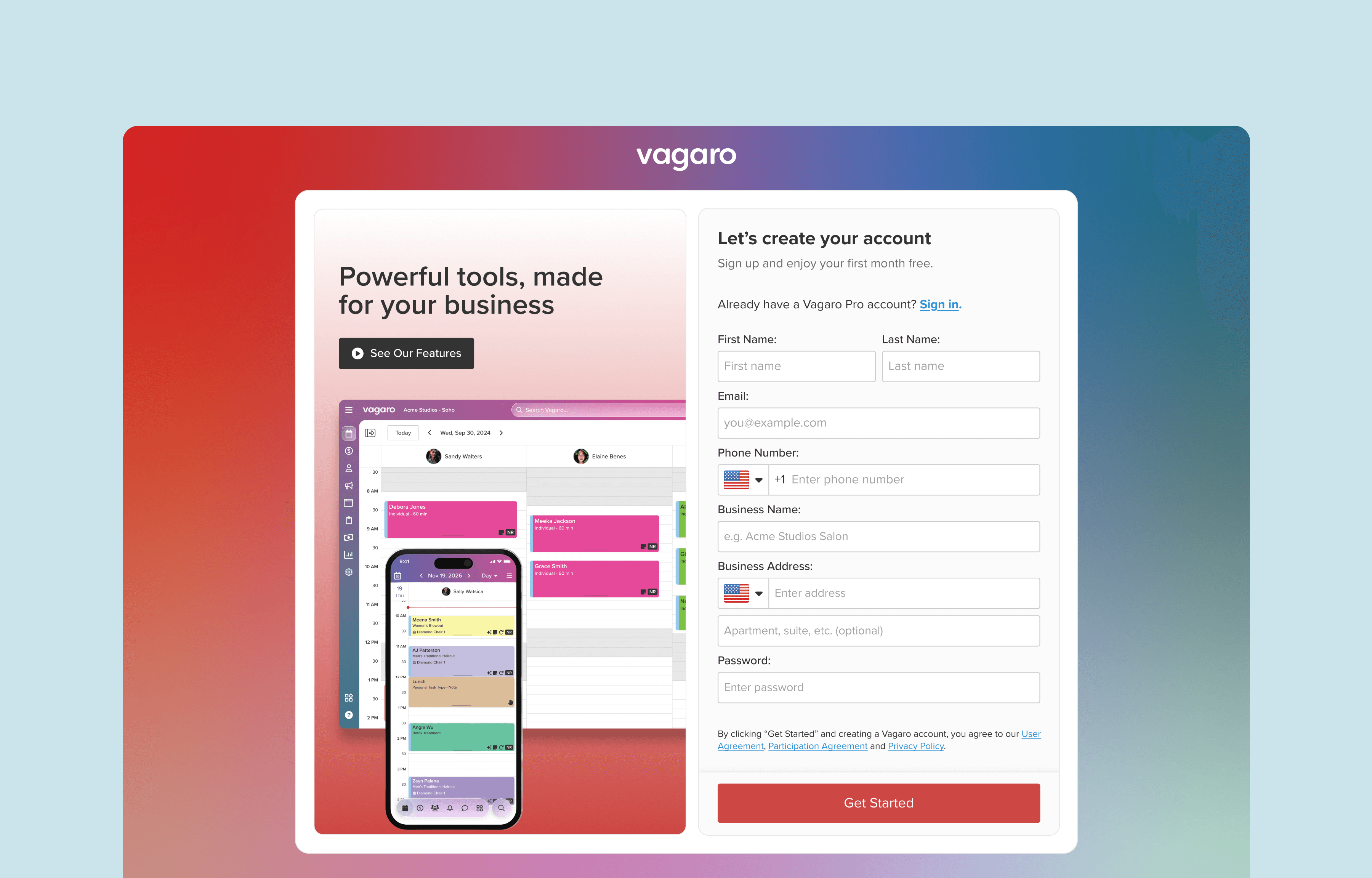 Redesigning Vagaro's signup process to increase conversions by 18%